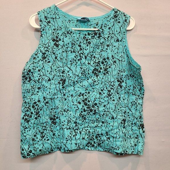 Habitat Tops Habitat Linen Top Womens Medium Sleeveless Blouse Blue